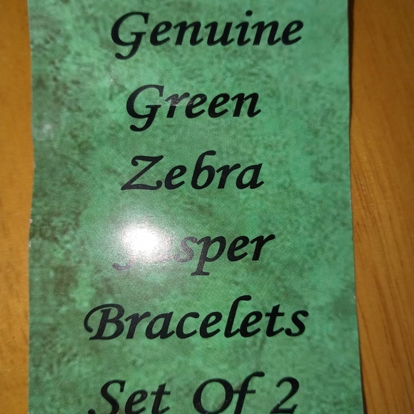 3-Crystal Genuine Green Zebra Jasper with Pearls accents.. Elastic Brace… - Picture 6 of 6